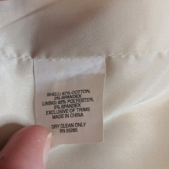 Express, Fitted Pinstriped Blazer, Light Beige w Teal, Hook Closure, Sz 12 - Picture 8 of 11